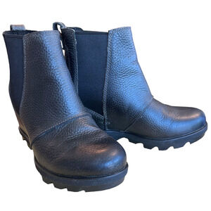 Sorel Womens Joan of Artic Wedge ll 6.5 Black Leather Gorpcore